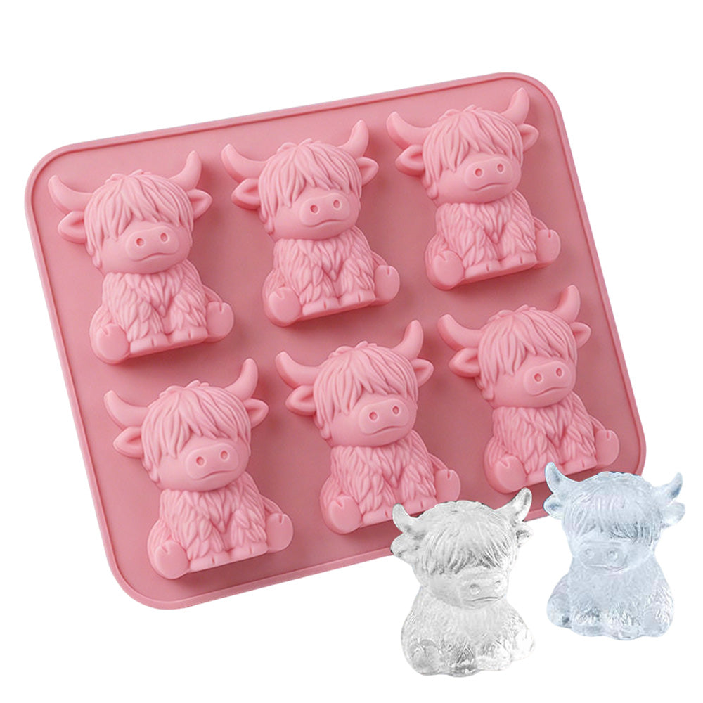 2 Pack 6 Cavity Silicone Highland Cow Ice Cube Molds