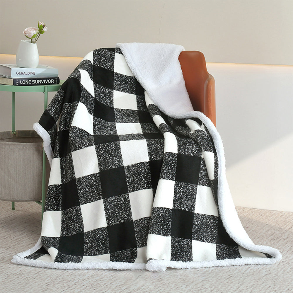 125X145cm Reversible Plush Sherpa Fleece Throw Blanket