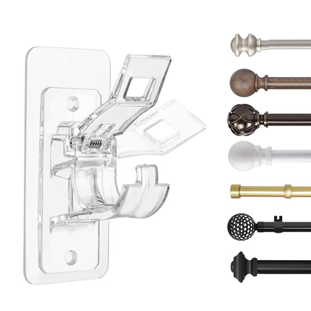 Curtain Rod Brackets Self Adhesive No Drill Transparent Invisible Holders for Curtains Towels