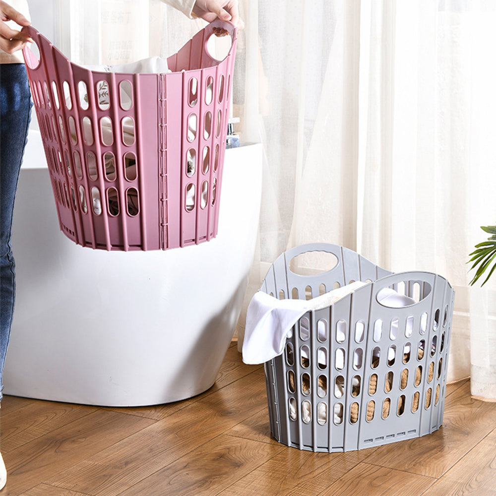 Collapsible Plastic Laundry Basket Folding Washing Clothes Storage Organizer