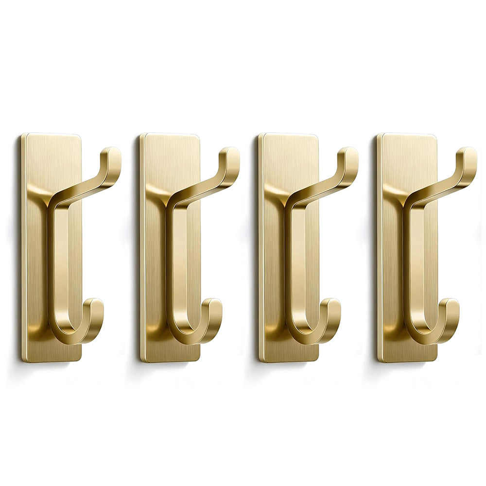 4 Pack Stainless Steel Double Adhesive Hooks with 3kg Capacity