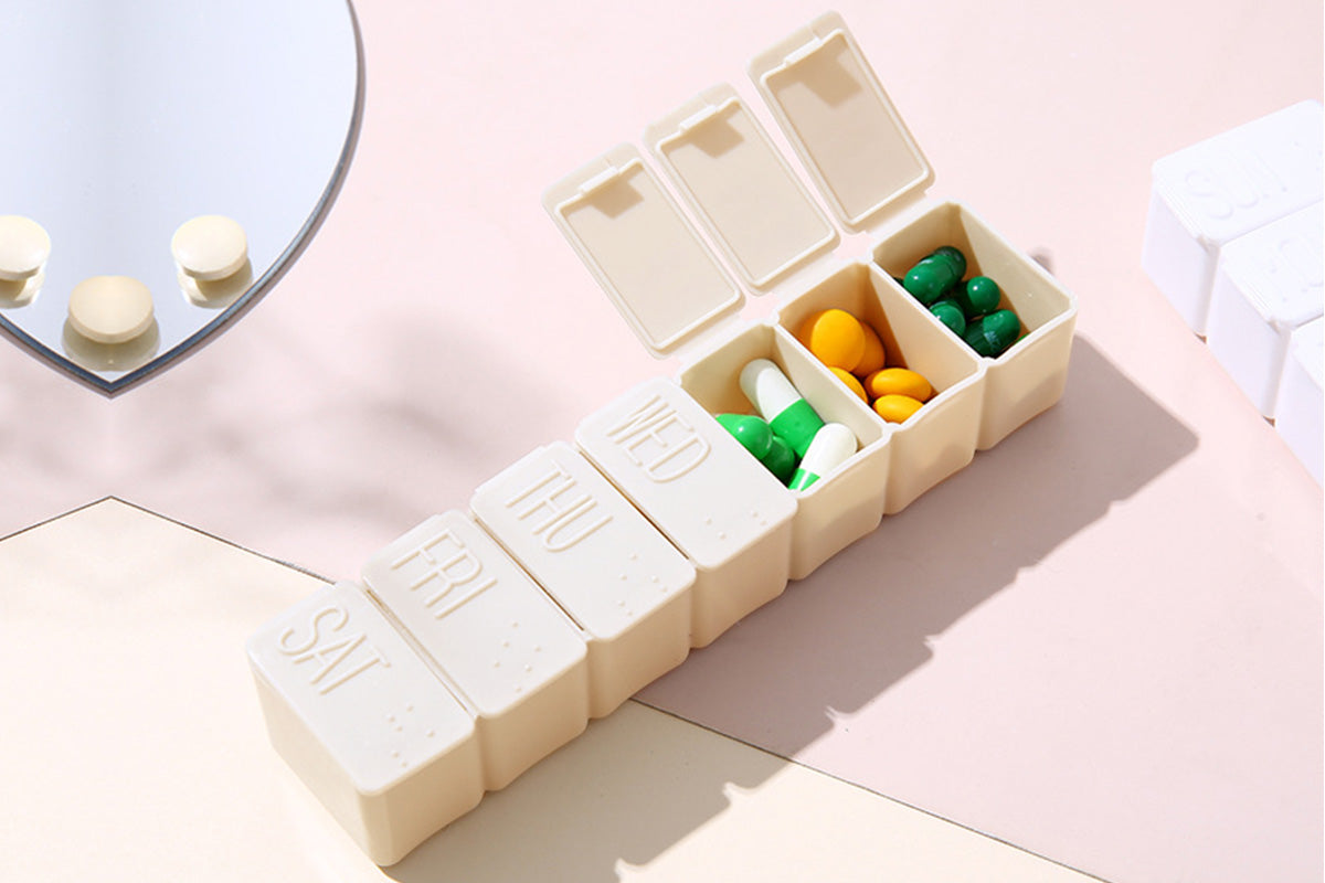 4 PCS Weekly Pill Organizer 7 Day Medicine Box with Compartments for Travel Home