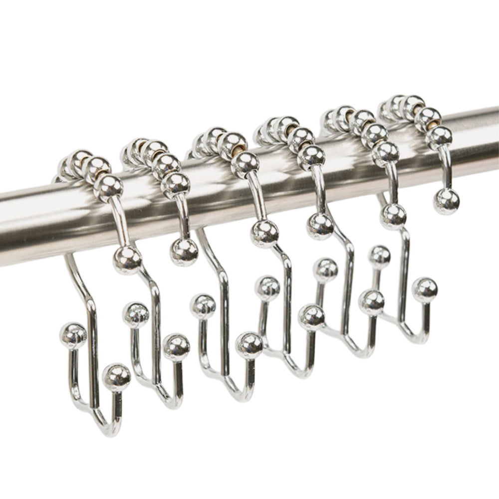 12Pcs Shower Curtain Hooks Rings Double Glide Shower Hooks Rings