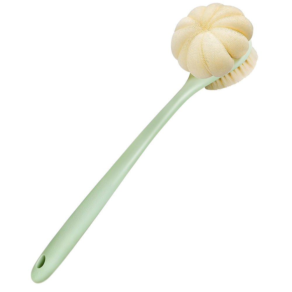 2 in 1 Double Sided Shower Brush with Loofah and Long Handle