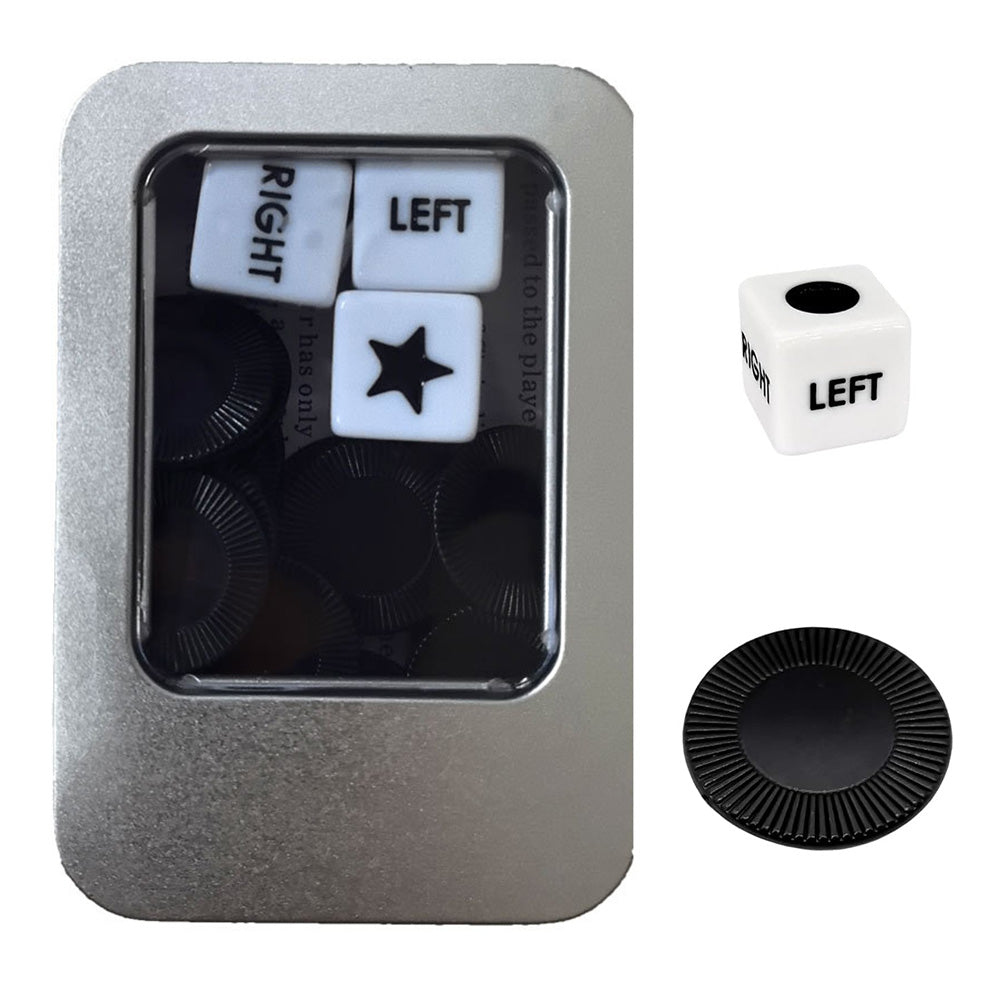 Left Right Center Dice Game Prime Set with 3 Dices 24 Chips for Party Family Fun
