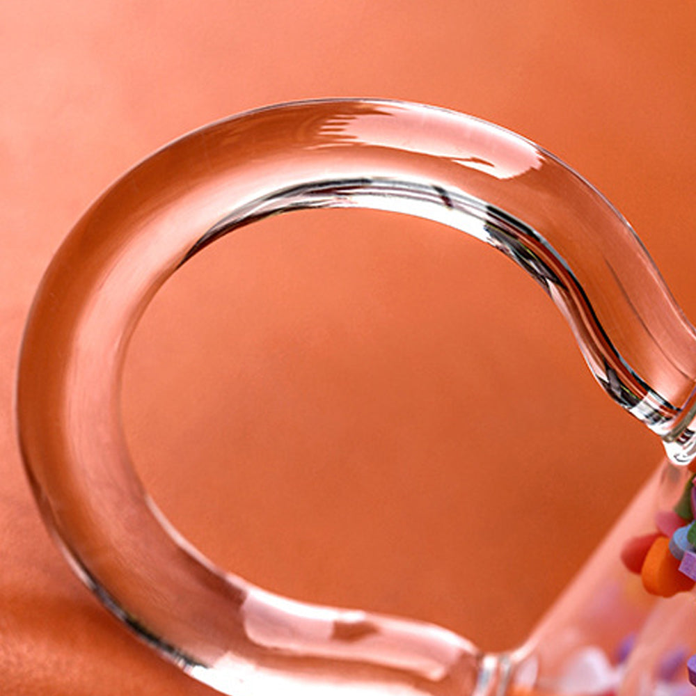 Double Wall Glass Cup with Colorful Love Granule Fillings