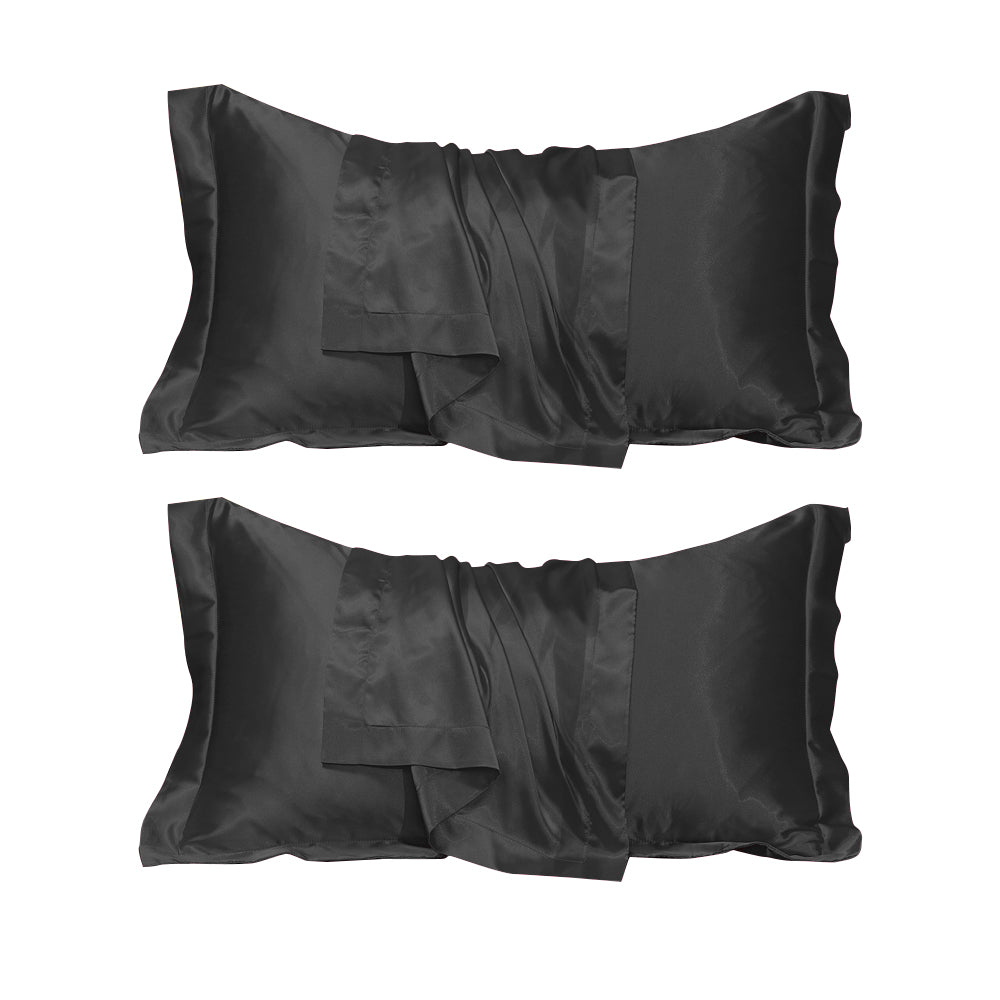 2Pcs 48x74cm Satin Pillowcase Solid Color Silk Soft Bedding Pillowcase