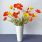 6Pcs 4 Head Artificial Poppy Flowers Papaver Rhoeas Flocking Stem Bouquet-Yellow, Red