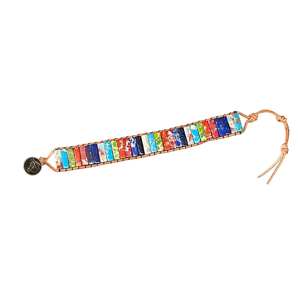 7 Chakra Boho Leather Wrap Bracelet