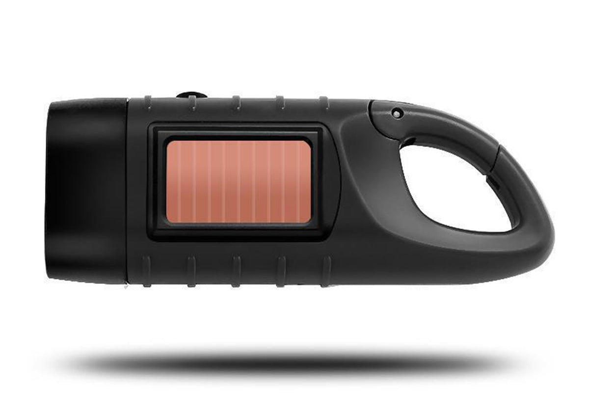 Hand Crank Solar Powered Flashlight Emergency Rechargeable LED Flashlight