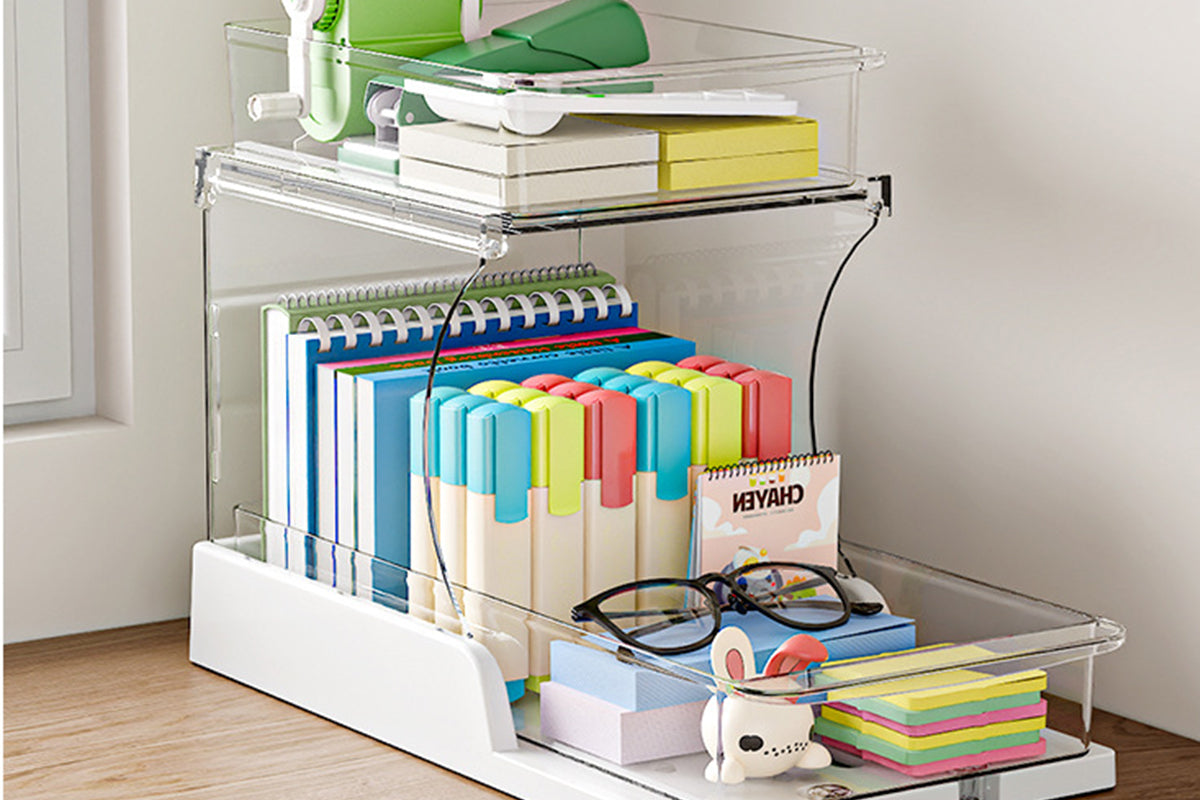 2-Tier Rotatable Pull-Out Storage Rack Kitchen Spice Organizer