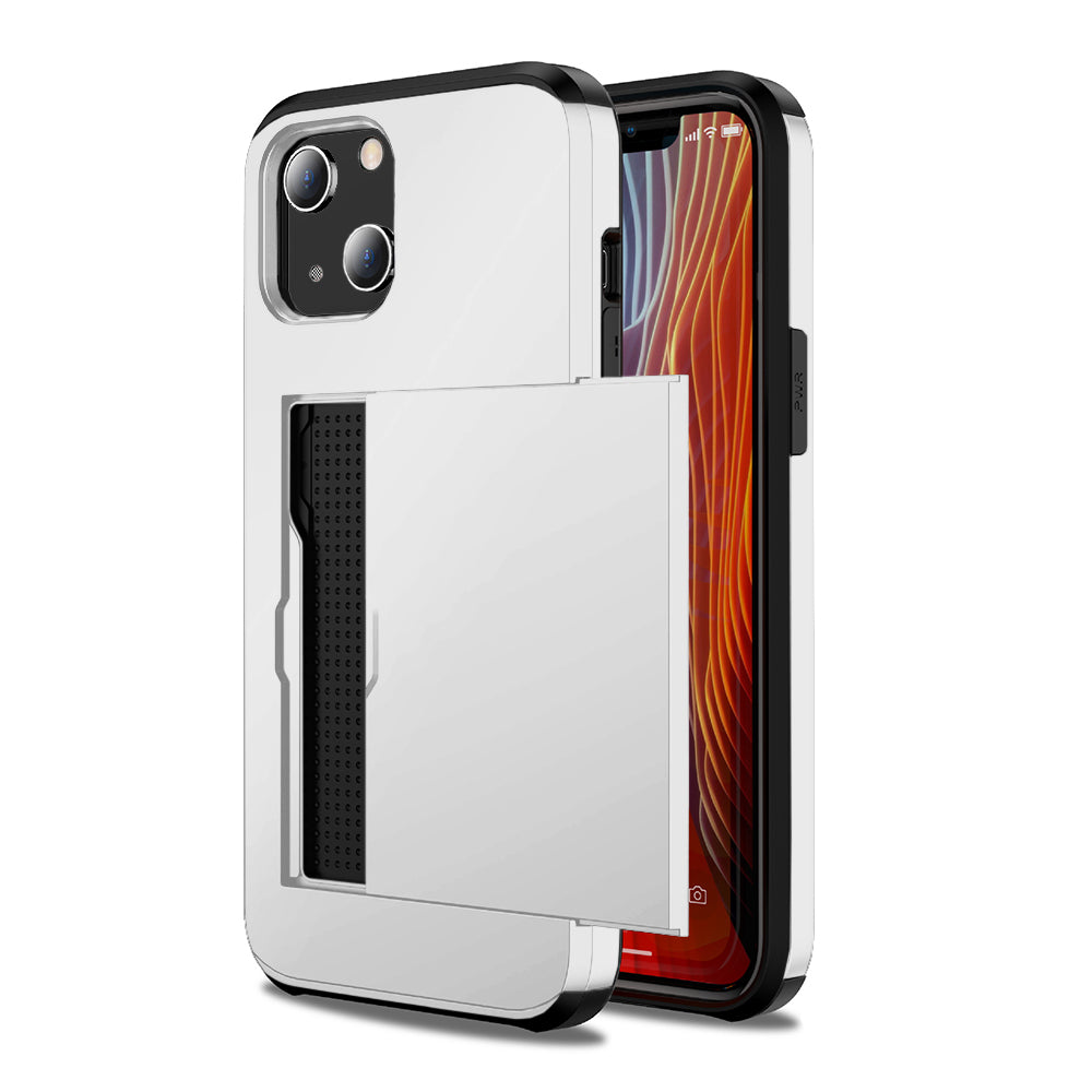 Mobile Phone Case Slide Cover Credit Card Slot Holder Cover For iPhone 13Promax
