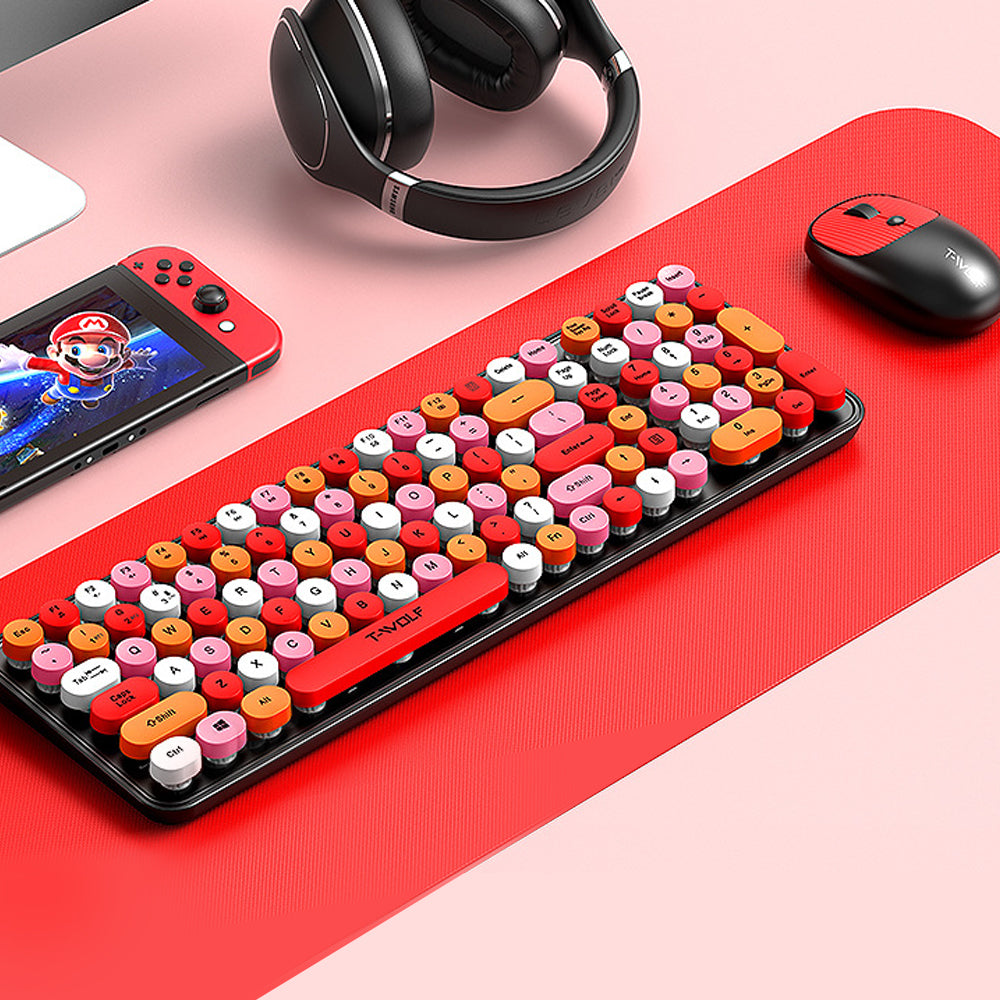 Colorful Round Key Computer Wireless Keyboard and Mouse Combo