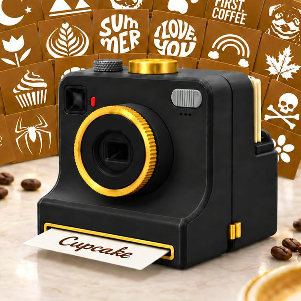 Retro Camera-Shaped Coffee Latte Art Stencil Tool for Home Cafe Barista Gift-Style 2