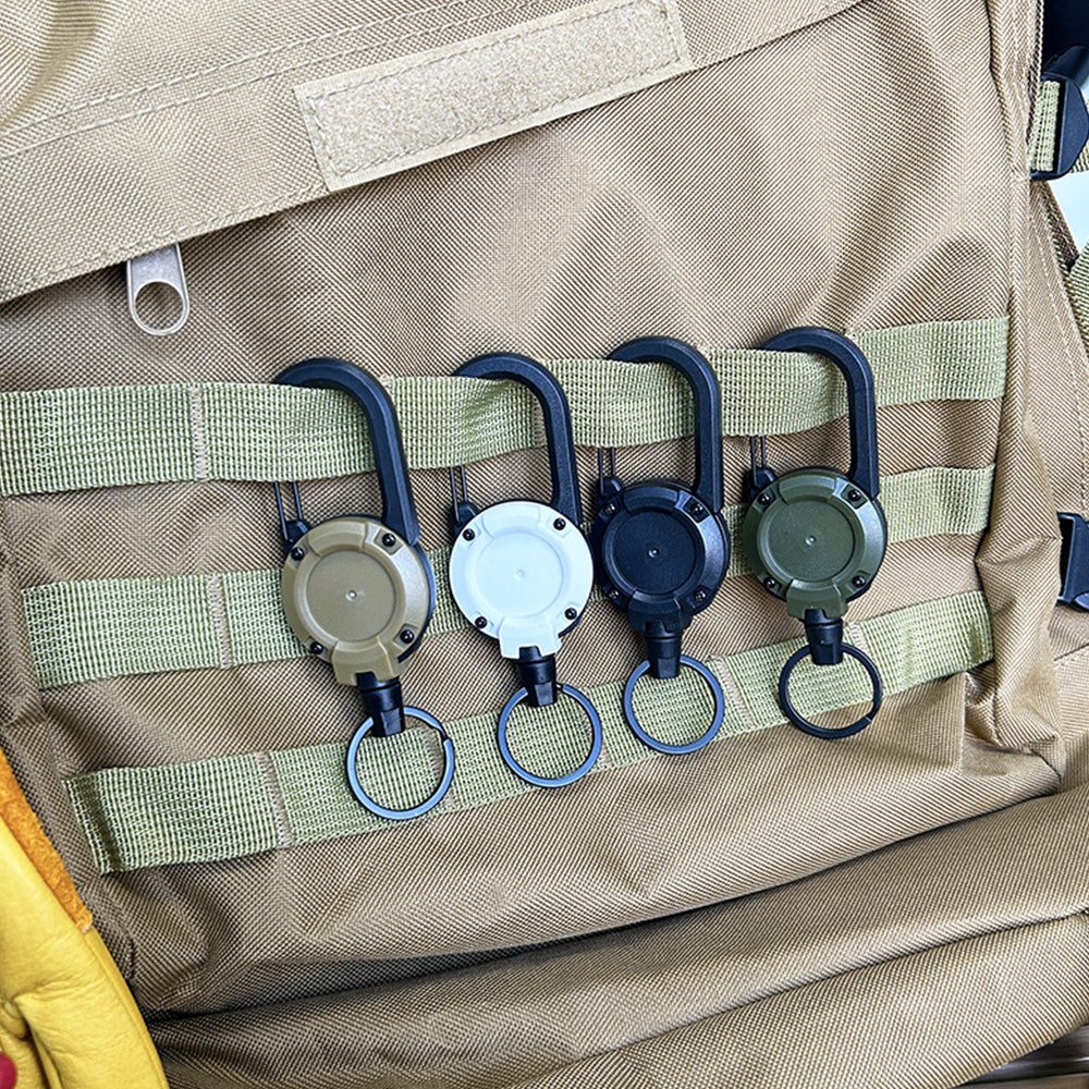 4Pcs Heavy Duty Retractable Steel Cord Carabiner Anti-Lost Backpack Key Chain Badge Holder