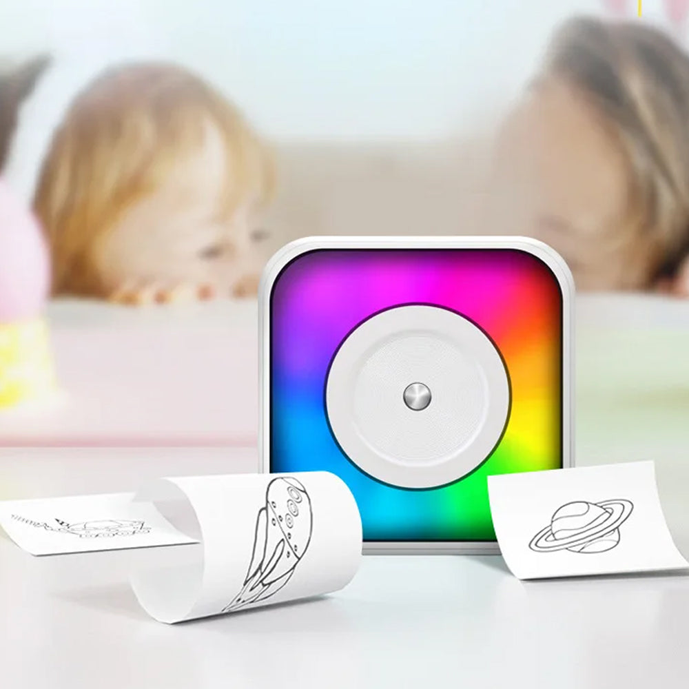 Pocket Printer RGB Light with 5 Rolls Papers and Stickers