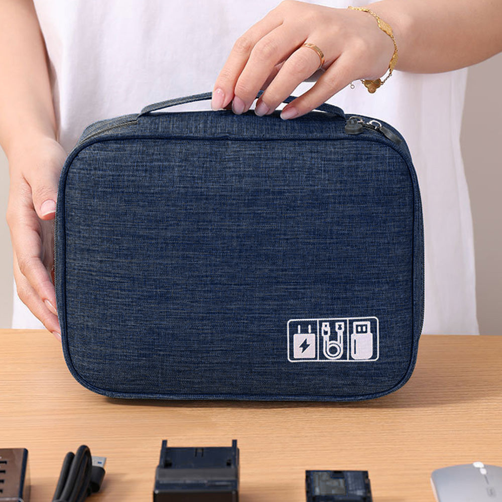 Large Digital Electronics Travel Organizer Bag with Adjustable Dividers