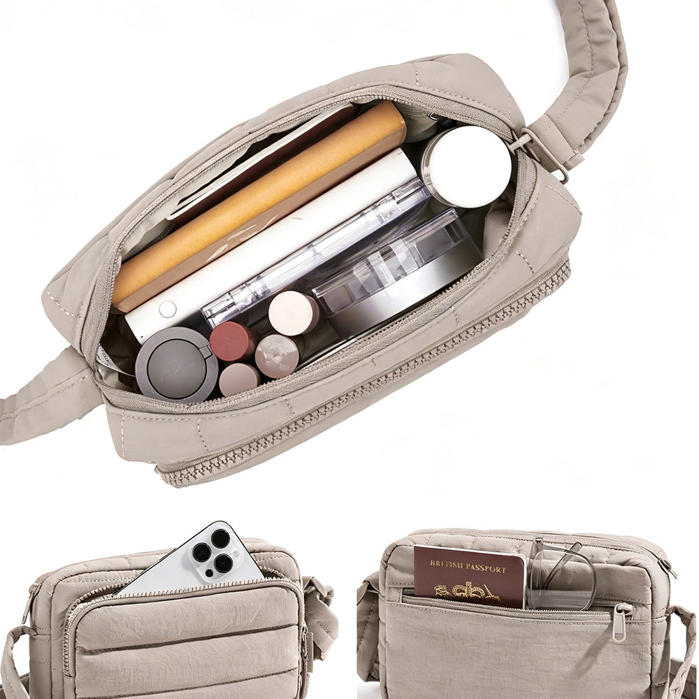 Crossbody Bag Lightweight Down-Feel Large Capacity for Commute Travel Sports