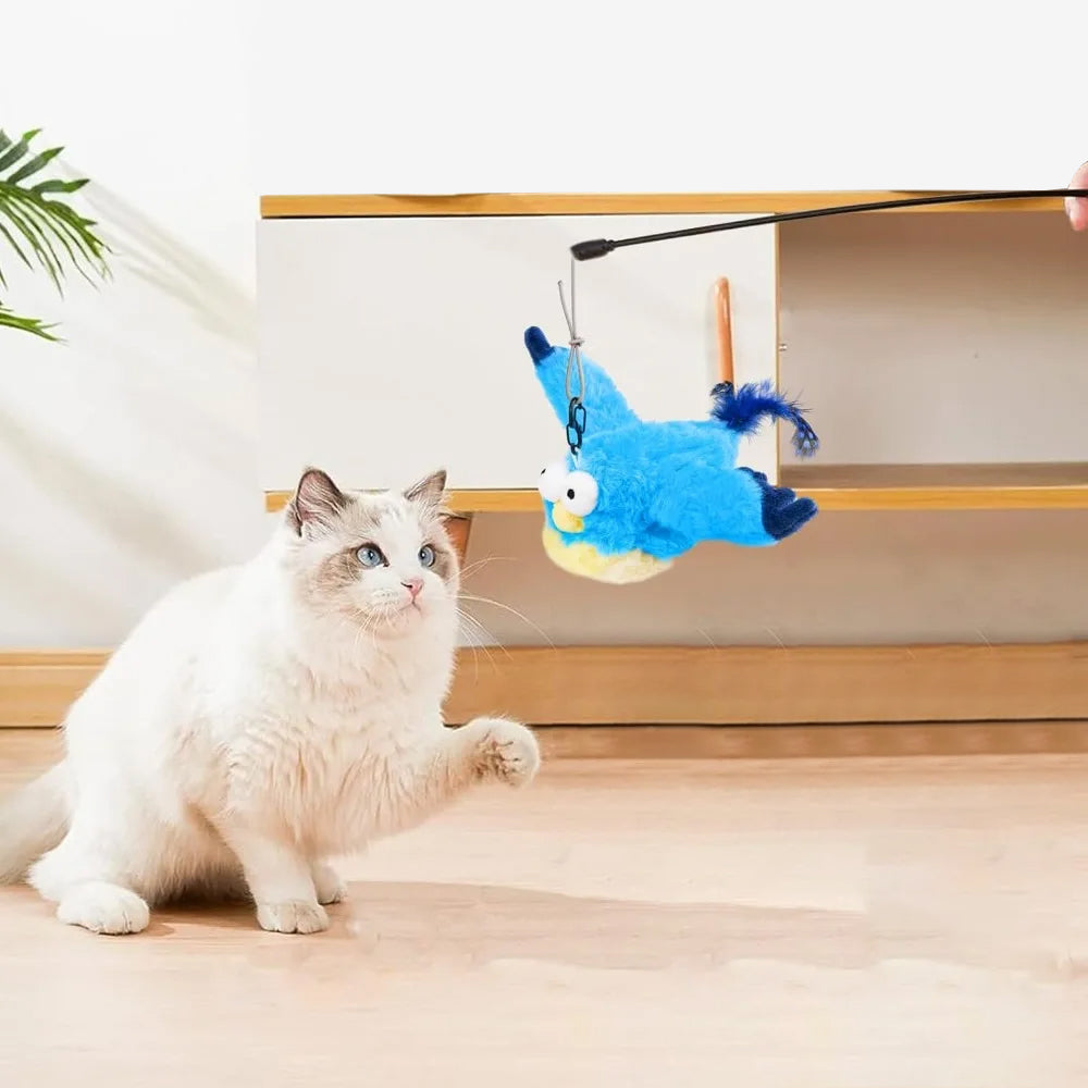 Rechargeable Squeaky Cat Toys Touch Activated Kitten Plush Flapping Toys