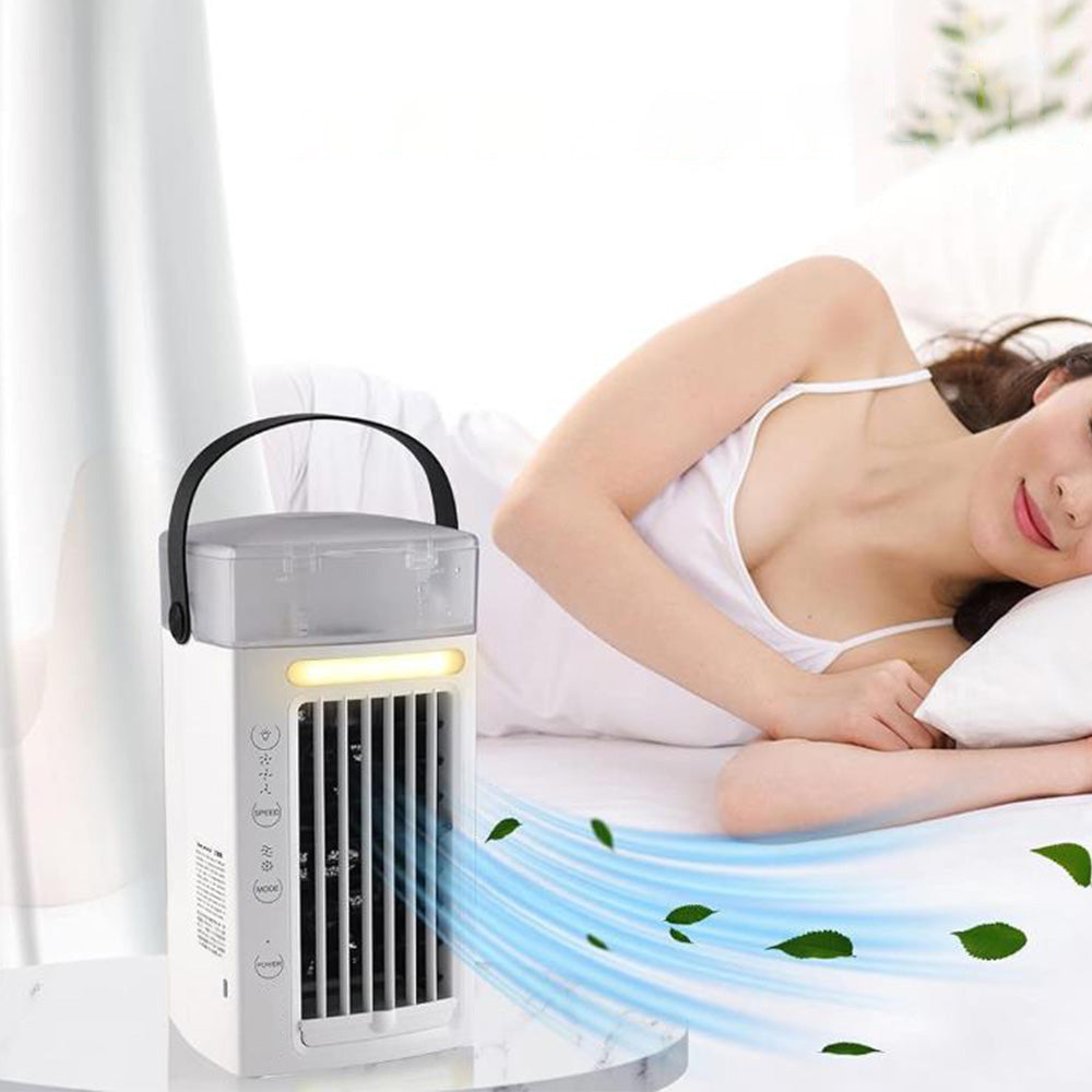 Portable Mini Dual Fan Air Cooler with LED Light and USB Power
