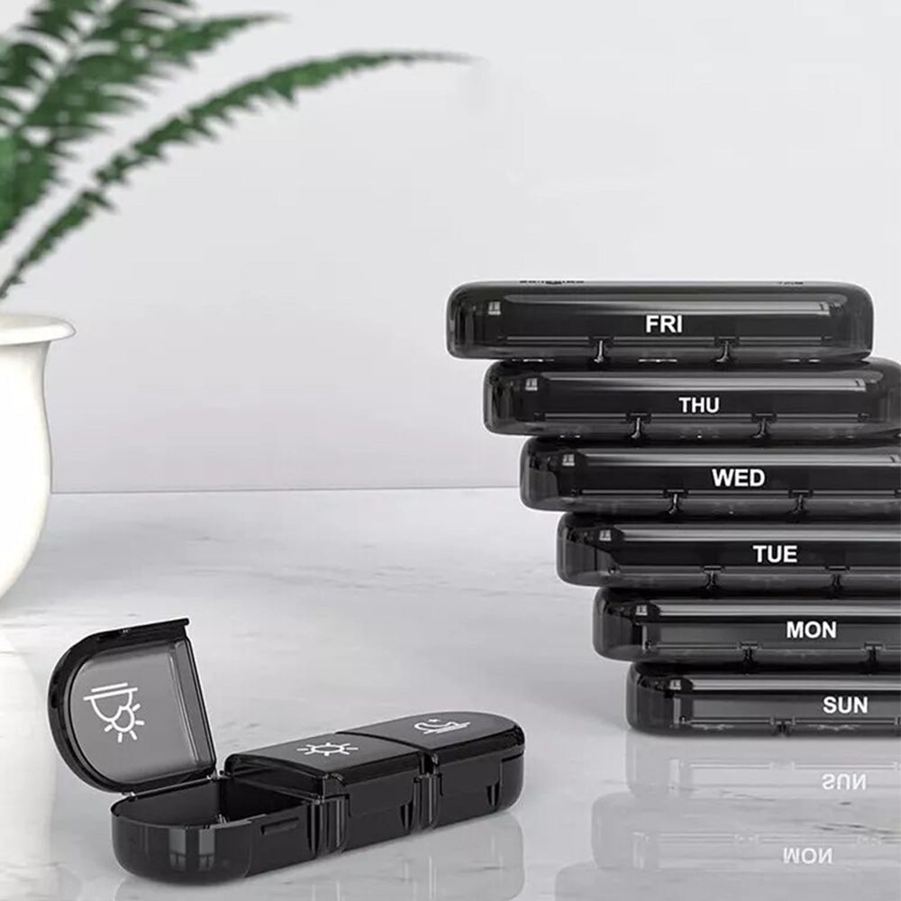 Weekly Pill Box Organizer 7 Days Tablet Storage Dispenser With One Side Large Openings