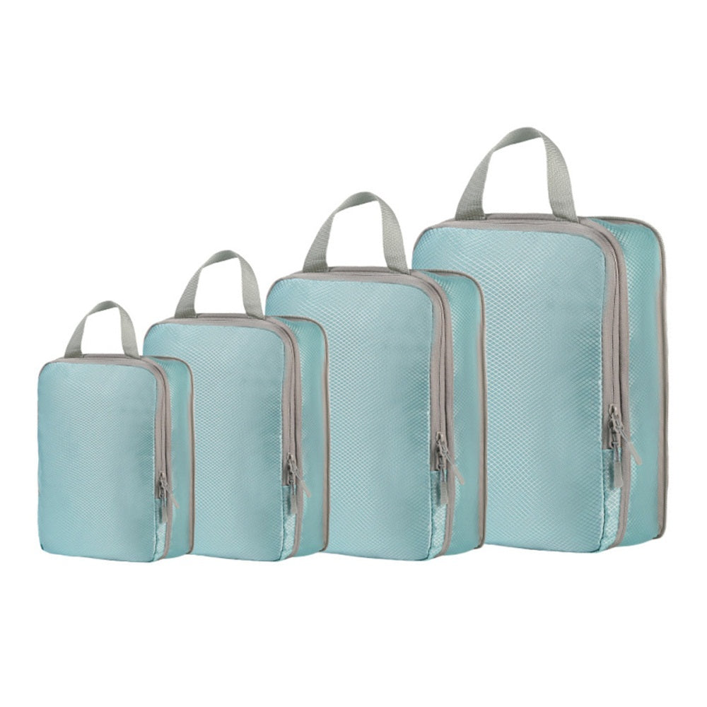 4Pcs Zipper Compression Storage Packing Bags Travel Luggage Organizers