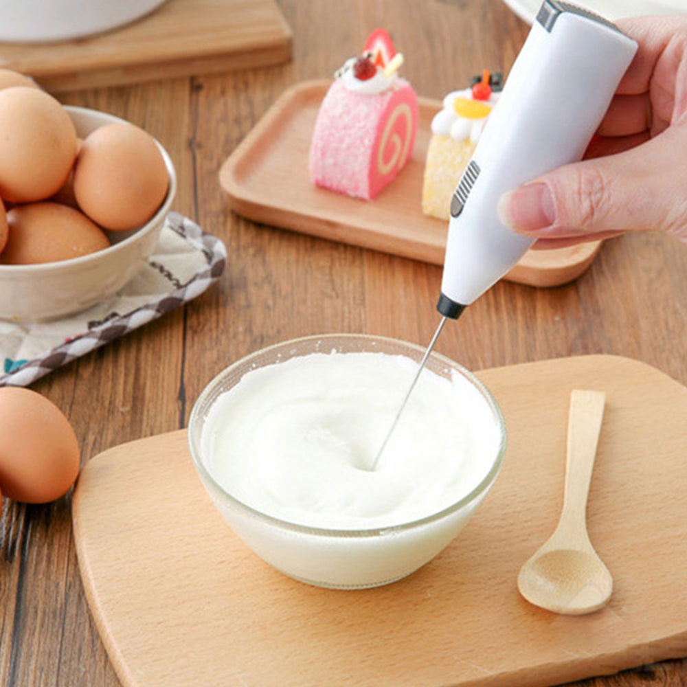 2Pcs Electric Mini Foamer Milk Frother Egg Mixer