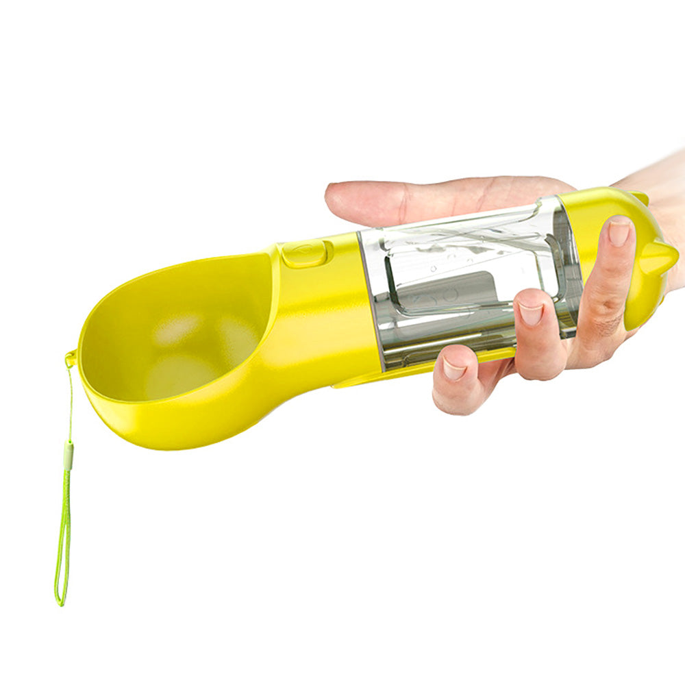 4 in 1 Pet Feeder Dog Cat Puppy Water Bottle Cup with Poop Bag Holder for Yorkie