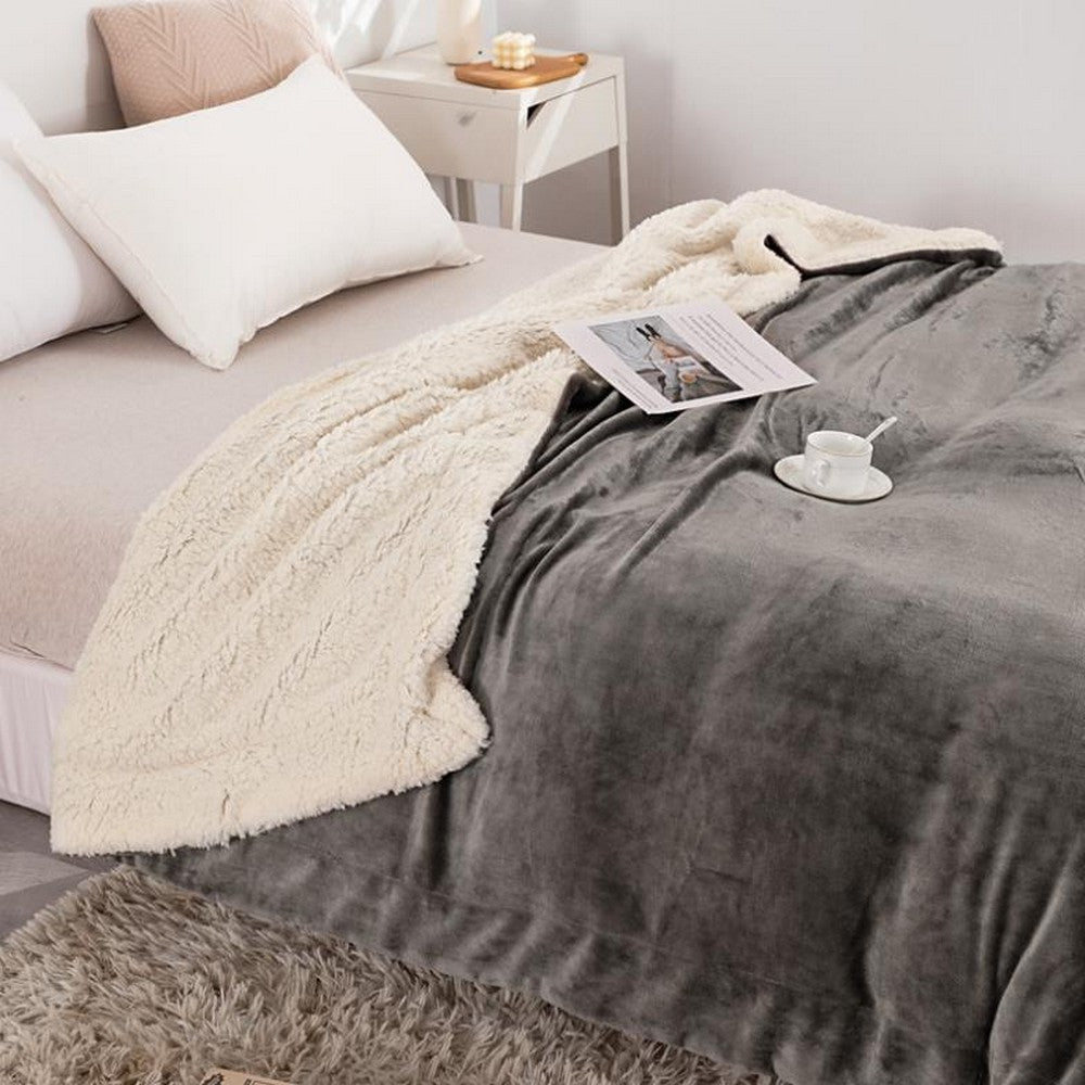 Reversible Plush Faux Mink Sherpa Lambswool Blanket