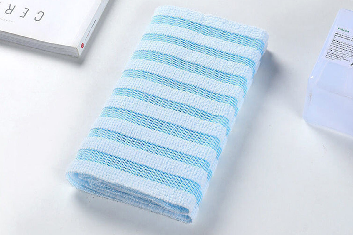 2Pcs Adult Exfoliating Washcloth Ultra-Long Back Scrubber for Shower Bath-Black