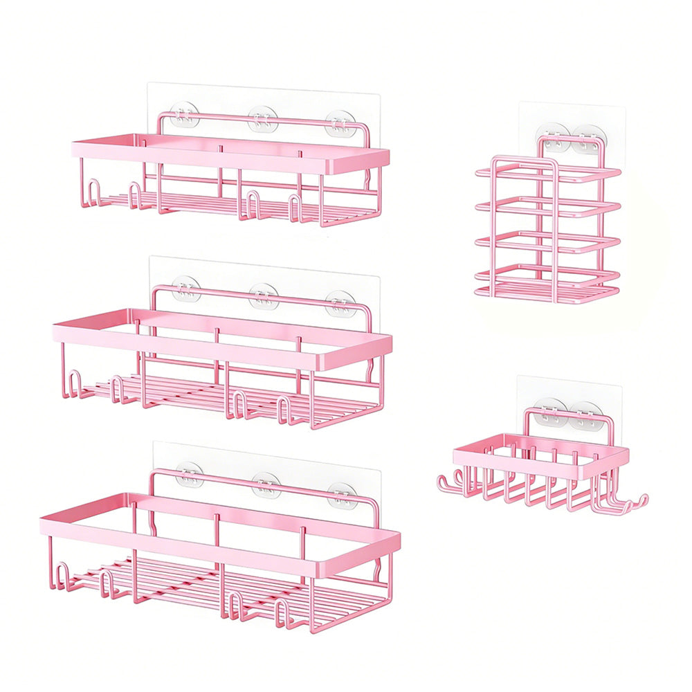 5Pcs Shower Caddy Adhesive Bathroom Wall Organizer Rack