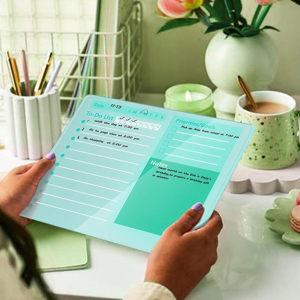Thick Acrylic Dry Erase Board for Desk Planner with Stand