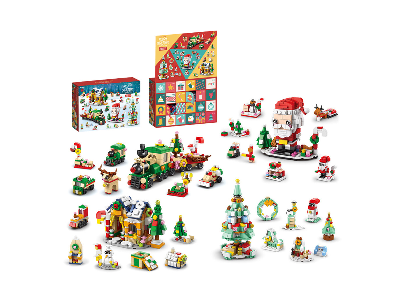 24 Days Christmas Advent Calendar Kids Building Blocks Playsets