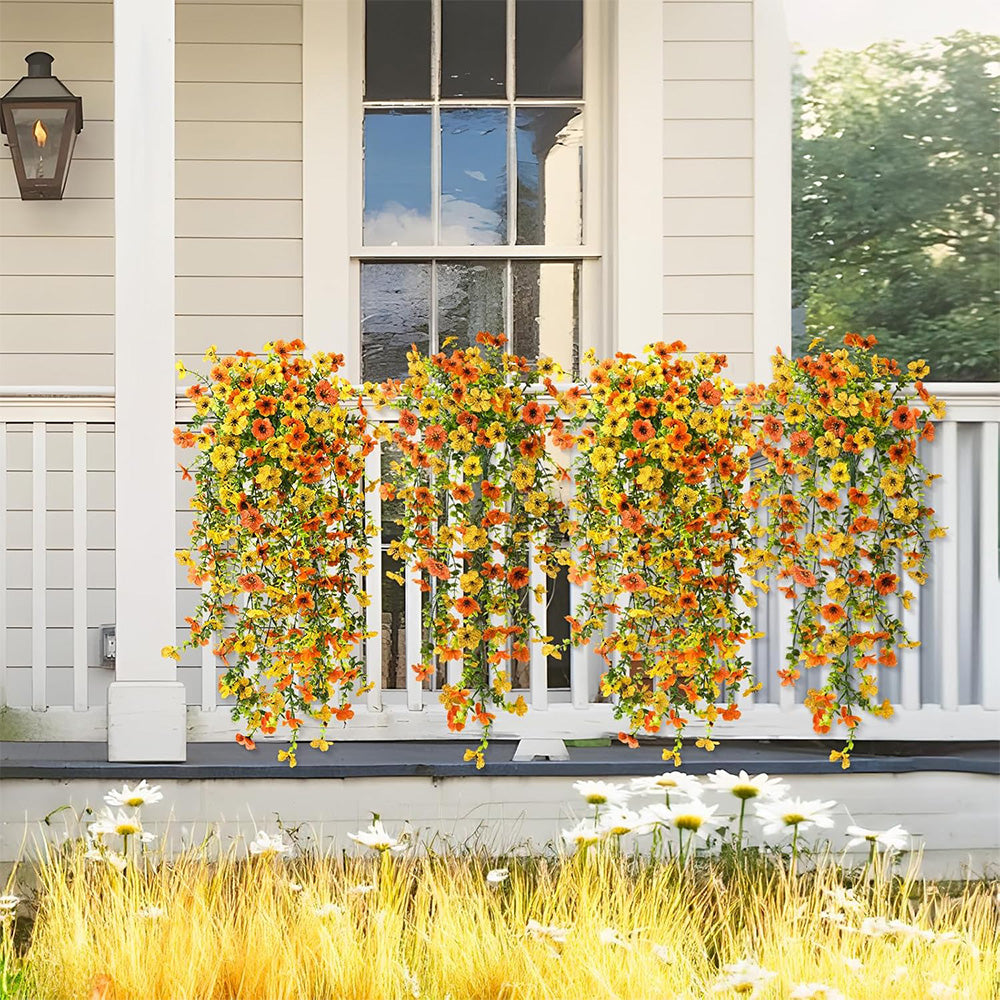 2Pcs Artificial Flowers Outdoor Hanging Faux Floral Decor for Planter Basket Window Box