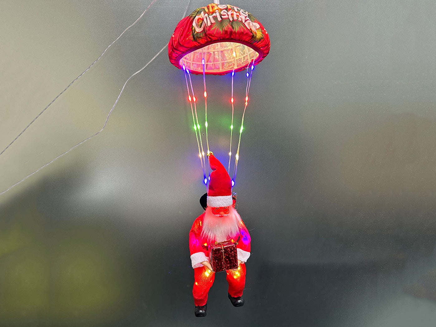 Christmas Decorations Santa Claus Parachute Lights LED Hanging Xmas Tree Decor