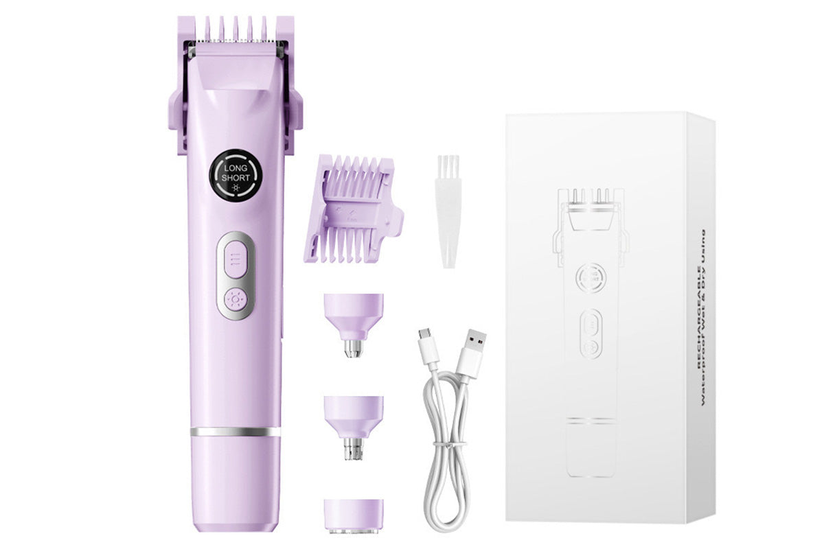 4-in-1 Women's Dual Heads Electric Shaver Cordless Body Hair Trimmer with 4 Heads Hair Removal Kit