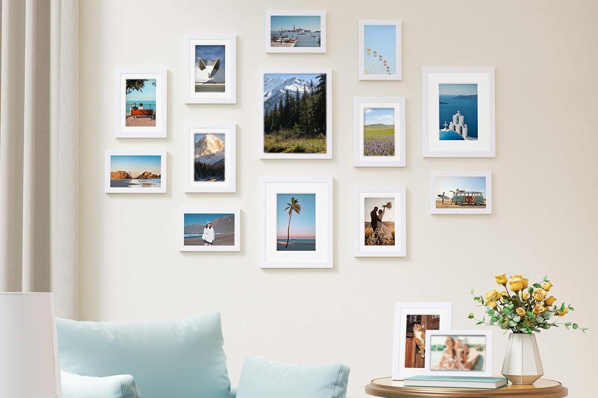 15 Piece Picture Frame Set Multi-size Collage Photo Frames for Wall or Tabletop Display