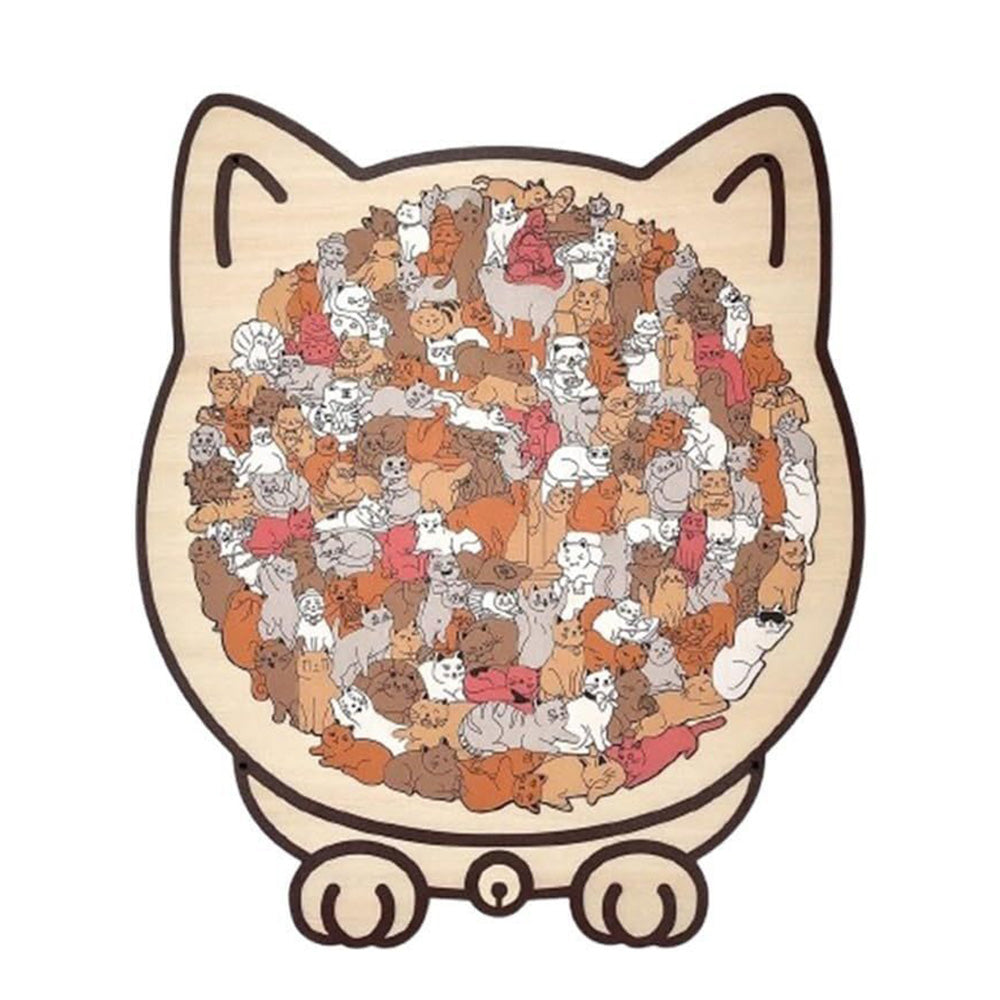 135 Pieces Colored Cat Shaped Wooden Jigsaw Puzzle With Stand For Cat Lovers