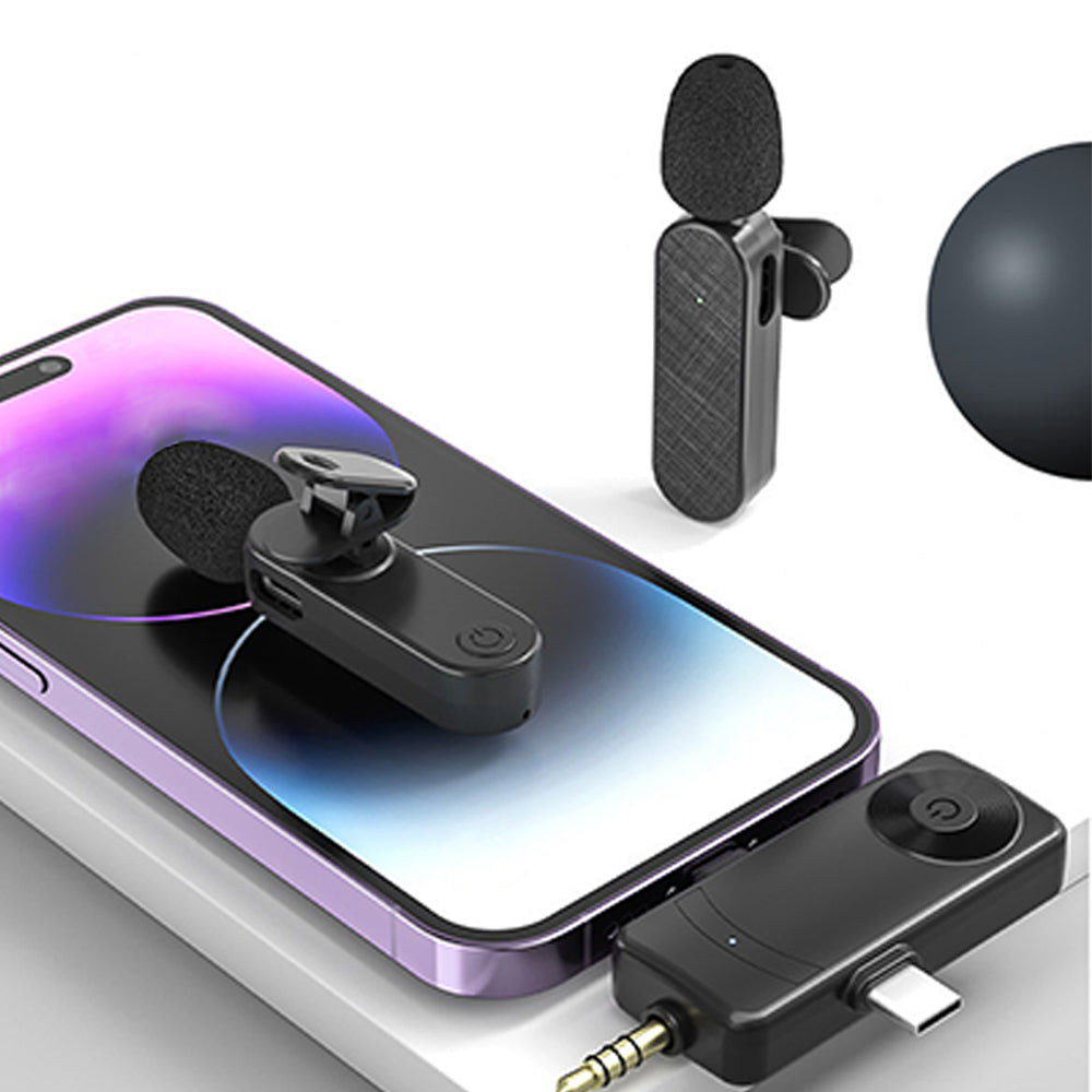 3 in 1 Wireless Lavalier Microphone for Android Phone iPhone Vlog Live Stream Mic
