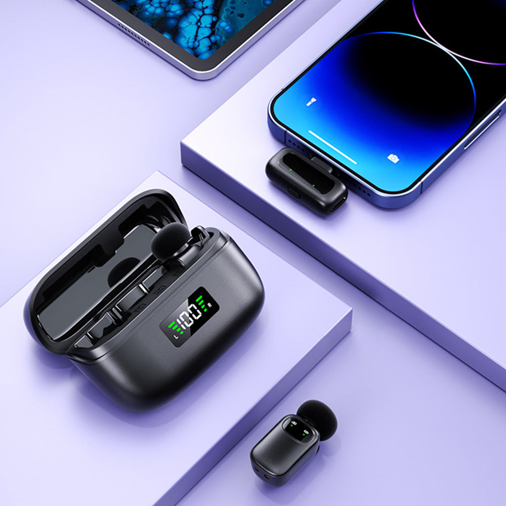 Mini Wireless Lavalier Microphone with Charging Case and AI Noise Reduction