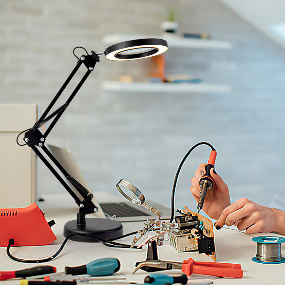 5X Magnifying Glass with LED Desk Lamp