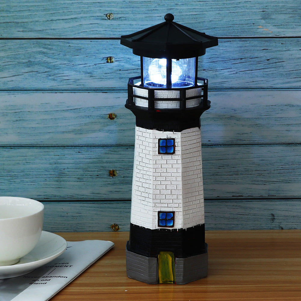 LED Outdoor Solar Lighthouse with Rotating Beacon