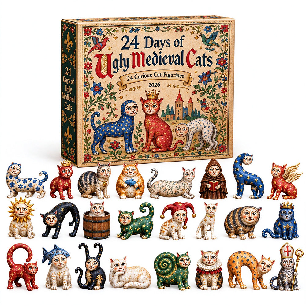 2D Acrylic Advent Calendar with 24 Cat Ornaments for Christmas Holiday Decor