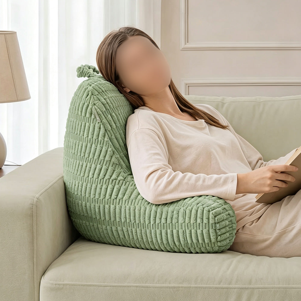 Bedside Backrest Cushion with Armrests Pocket and Washable Cover