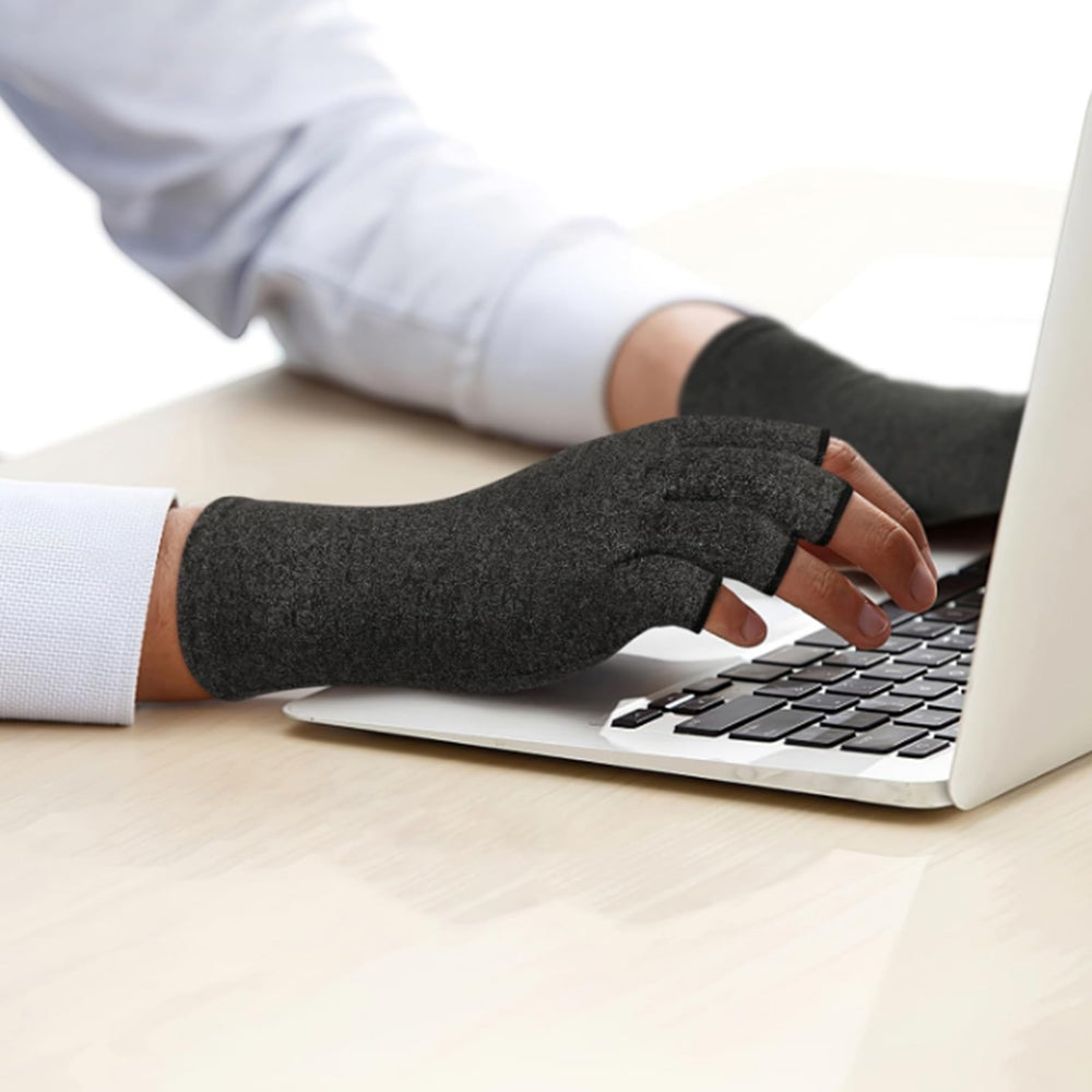 2Pairs Fingerless Arthritis Compression Gloves for Pain Relief