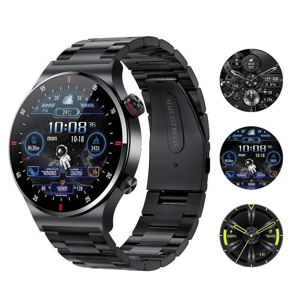 Bluetooth Smart Watch Sports Tracker with Heart Rate Monitor-1 Steel Strap and 1 Silicone Strap