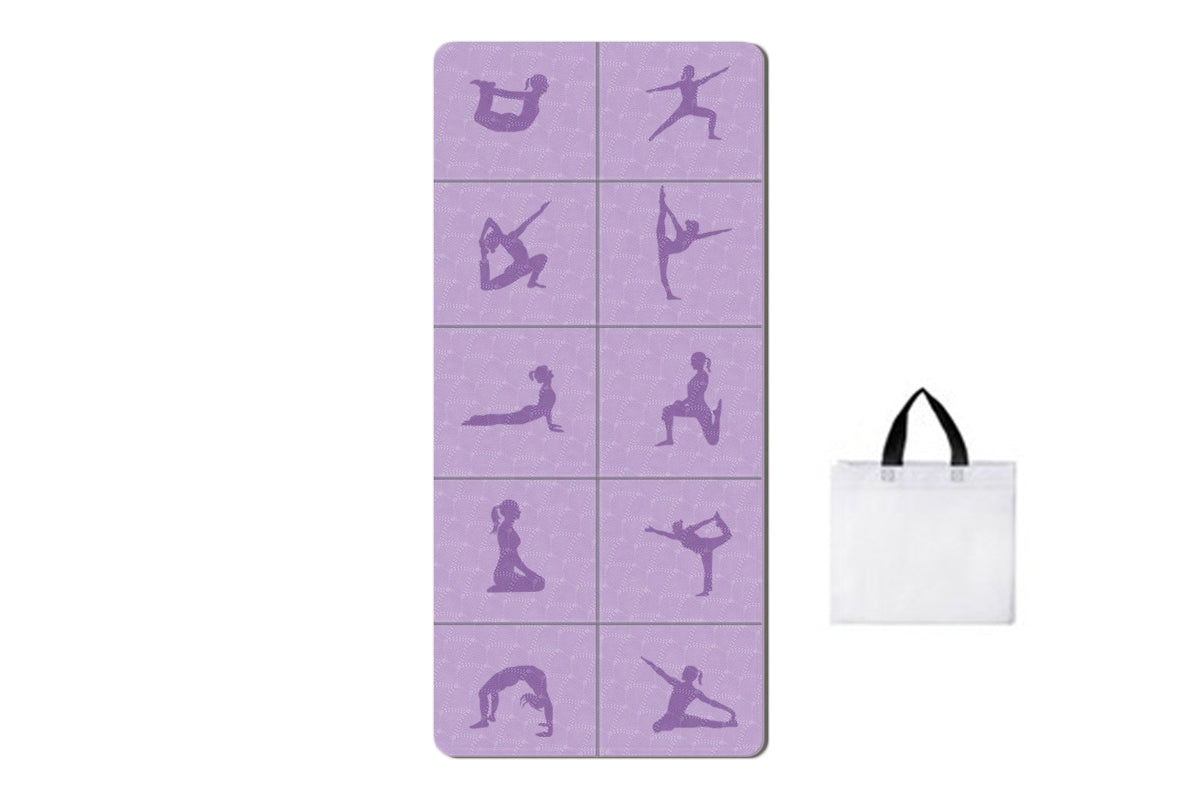 Printed Yoga Poses Yoga Mat with Storage Bag Portable Exercise Foldable Workout Mat