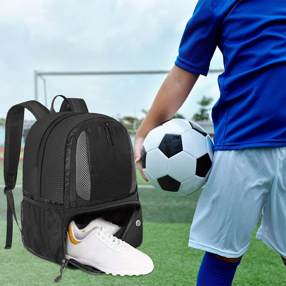 Water Repellent Sports Soccer Backpack with Ball Holder and Shoe Compartment