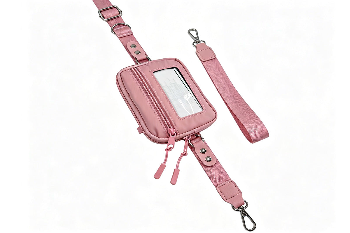 2-in-1 Phone Crossbody Strap Clear Window Card Wallet Pouch Travel Adjustable Shoulder Strap Bag
