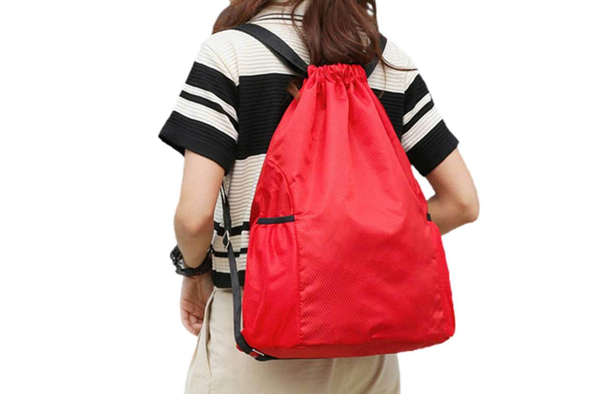 Sport Drawstring Backpack With 2 Pockets Large Capacity Basketball Bag